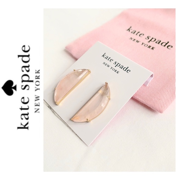NWT Kate Spade half moon stone studs gold blush - Picture 3 of 6